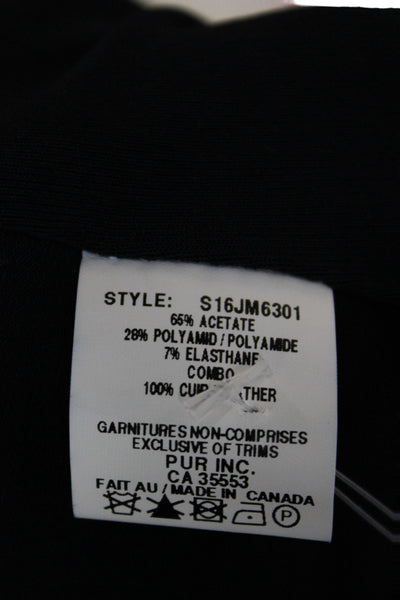Iris Setlakwe Womens Biker Jacket Black Acetate Zip Long Sleeve Size M
