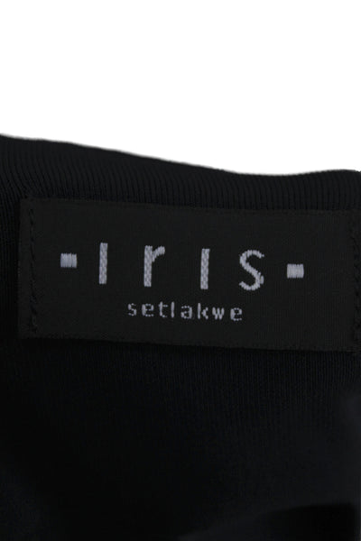 Iris Setlakwe Womens Biker Jacket Black Acetate Zip Long Sleeve Size M