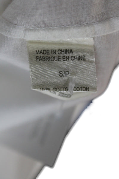 Theory Women White Cotton Collared Button-Up Long Sleeve Top Size S