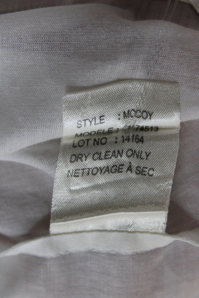 Theory Women White Cotton Collared Button-Up Long Sleeve Top Size S