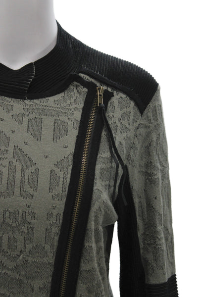 Artelier Nicole Miller Unisex Biker Jacket Black Geometric Rayon Size M