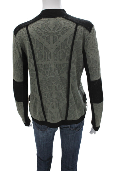 Artelier Nicole Miller Unisex Biker Jacket Black Geometric Rayon Size M