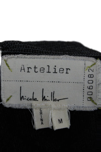 Artelier Nicole Miller Unisex Biker Jacket Black Geometric Rayon Size M