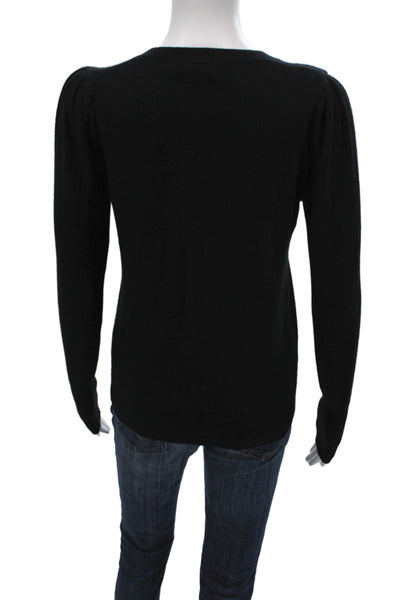 Aqua Cashmere Women Pullover Sweater Black Crew Neck 100% Cashmere Size XS