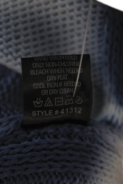 360 Sweater Womens Pullover Crew Neck Blue Striped Cotton Long Sleeve Size XS
