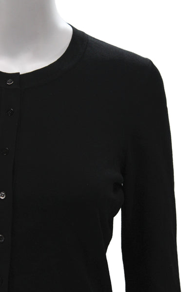 Alaia Women Cardigan Black Viscose Long Sleeve Round Neck Size L