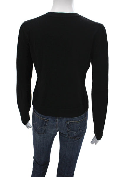 Alaia Women Cardigan Black Viscose Long Sleeve Round Neck Size L