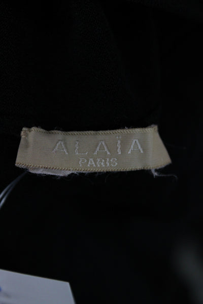 Alaia Women Cardigan Black Viscose Long Sleeve Round Neck Size L