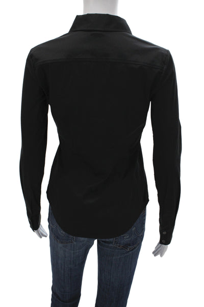 Theory Womens Basic Collared Button-Up Black Long Sleeve Cotton Size 0P