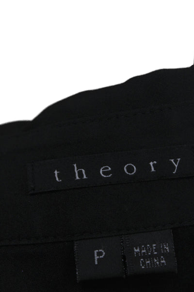 Theory Womens Basic Collared Button-Up Black Long Sleeve Cotton Size 0P