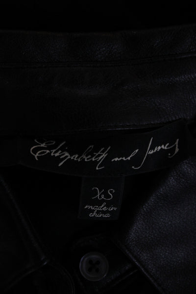Elizabeth & James Women Black Silk Collared Long Sleeve Buttonup Blouse Size XS