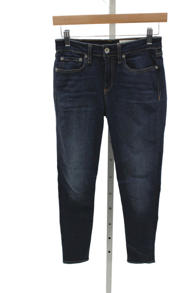 Rag & Bone Women Skinny Jeans Blue Cotton Mid Rise Button Size 25