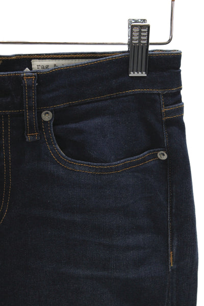 Rag & Bone Women Skinny Jeans Blue Cotton Mid Rise Button Size 25