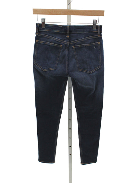 Rag & Bone Women Skinny Jeans Blue Cotton Mid Rise Button Size 25