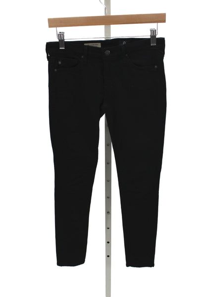 AG Adriano Goldschmied Womens Skinny Black Jeans Low Rise Button Size 25