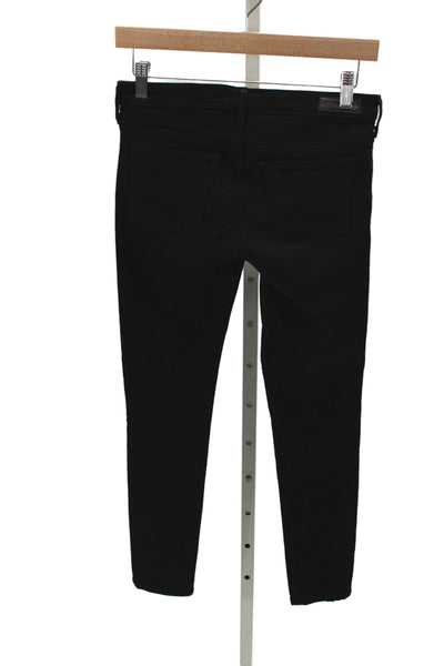 AG Adriano Goldschmied Womens Skinny Black Jeans Low Rise Button Size 25
