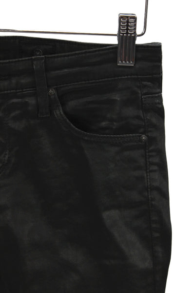 AG Adriano Goldschmied Womens Ankle Jeans Black Coated Low Rise Cotton Size 25