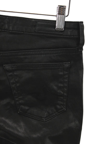 AG Adriano Goldschmied Womens Ankle Jeans Black Coated Low Rise Cotton Size 25