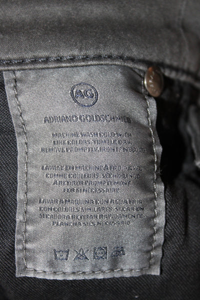 AG Adriano Goldschmied Womens Ankle Jeans Black Coated Low Rise Cotton Size 25