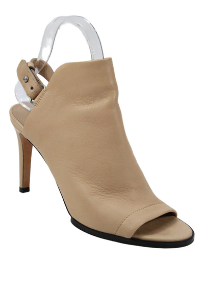 Vince Womens Leather Open Toe Slingbacks Ankle Boots Beige Size 6.5 Medium