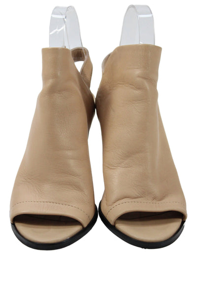 Vince Womens Leather Open Toe Slingbacks Ankle Boots Beige Size 6.5 Medium