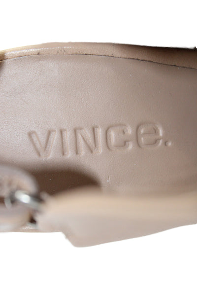 Vince Womens Leather Open Toe Slingbacks Ankle Boots Beige Size 6.5 Medium