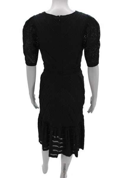 BCBGMAXAZRIA Women Sheath Dress Black Short Sleeve Round Neck Size S