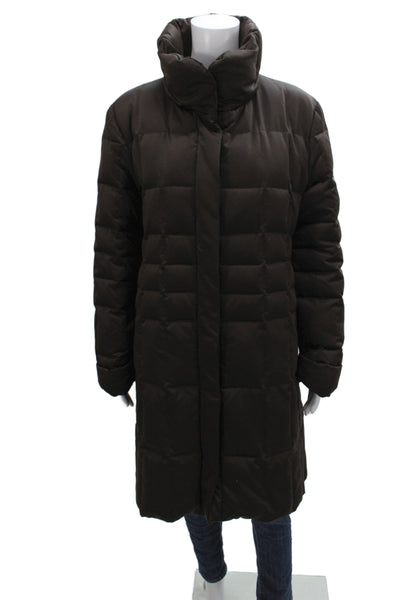 Searle Women Puffer Jacket Brown Zip Polyester Winter Long Sleeve Size L