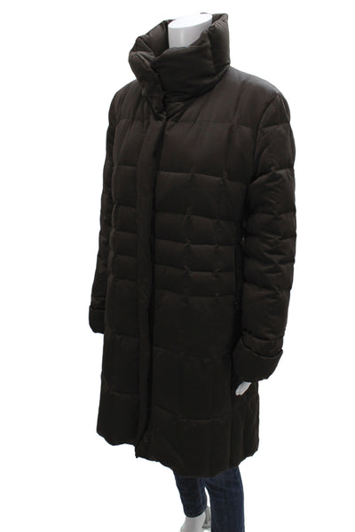 Searle Women Puffer Jacket Brown Zip Polyester Winter Long Sleeve Size L