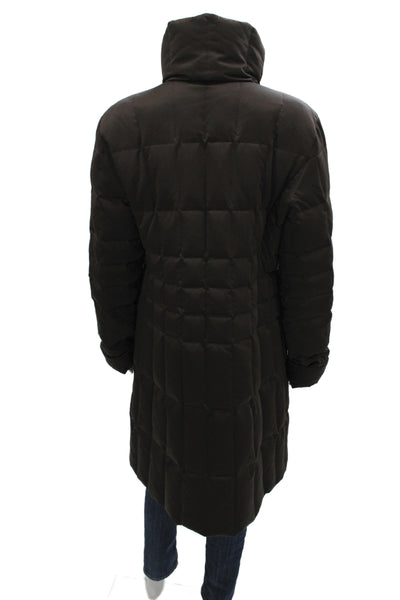 Searle Women Puffer Jacket Brown Zip Polyester Winter Long Sleeve Size L