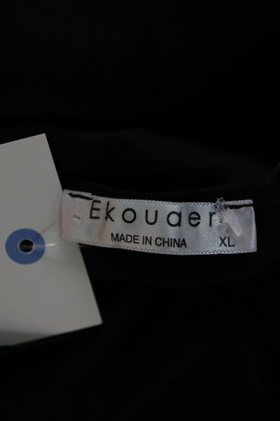 Ekouaer Women Full Slip Camisole Black Scoop Neck Sleeveless Solid Size XL