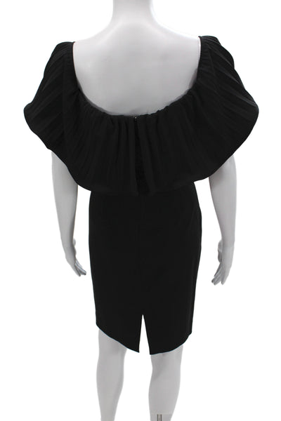 Badgley Mischka Women Sheath Dress Black Off Shoulder Short Sleeve Size 4