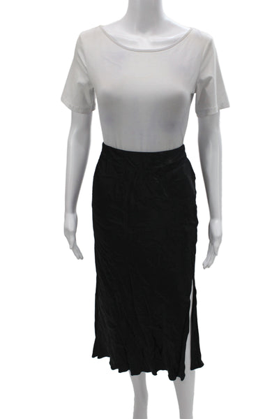 Rails Women Straight Pencil Midi Skirt Black Rayon Pull On Size L