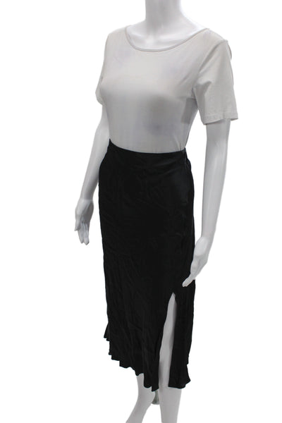 Rails Women Straight Pencil Midi Skirt Black Rayon Pull On Size L