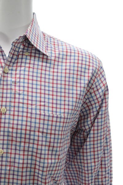 Peter Millar Men's Long Sleeves Button Down Plaid Shirt Shirt Size L