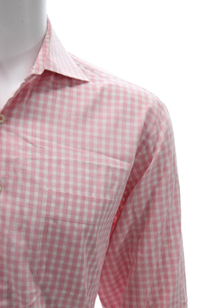 Peter Millar Men's Long Sleeves Button Down Pink Plaid Shirt Size L