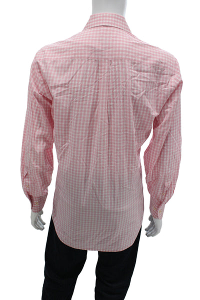 Peter Millar Men's Long Sleeves Button Down Pink Plaid Shirt Size L