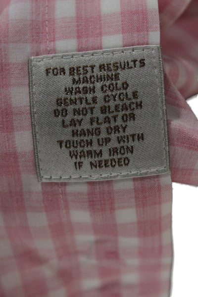 Peter Millar Men's Long Sleeves Button Down Pink Plaid Shirt Size L