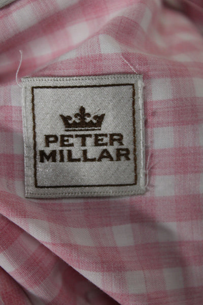 Peter Millar Men's Long Sleeves Button Down Pink Plaid Shirt Size L