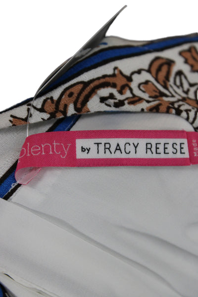 Plenty by Tracy Reese Women Blue Floral Shift Dress Henley Cotton Size S