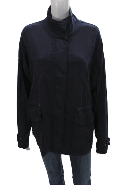Michael Stars Unisex Blue Tencel Anorak Jacket Button Closure Size L