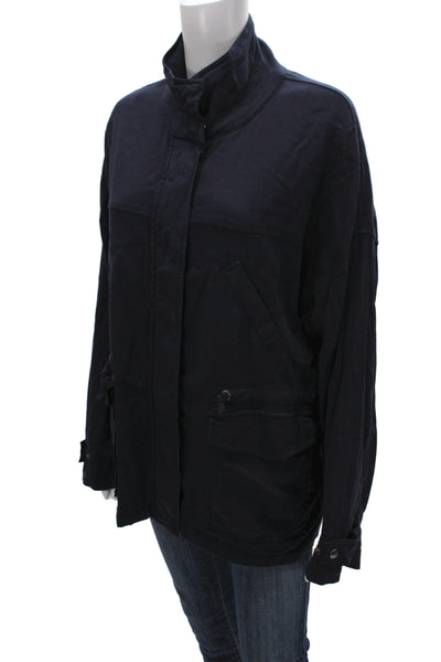 Michael Stars Unisex Blue Tencel Anorak Jacket Button Closure Size L