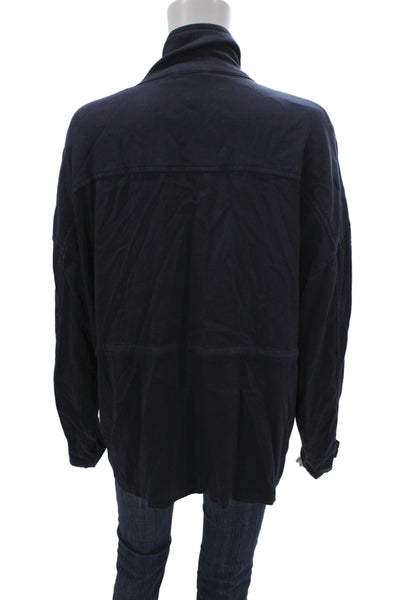 Michael Stars Unisex Blue Tencel Anorak Jacket Button Closure Size L