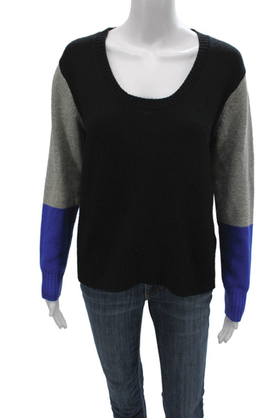 Mason Women Pullover Black 70% Wool Scoop Neck Long Sleeve Solid Size S