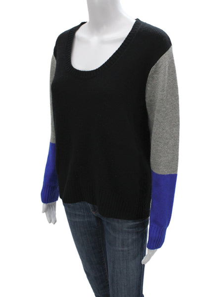 Mason Women Pullover Black 70% Wool Scoop Neck Long Sleeve Solid Size S