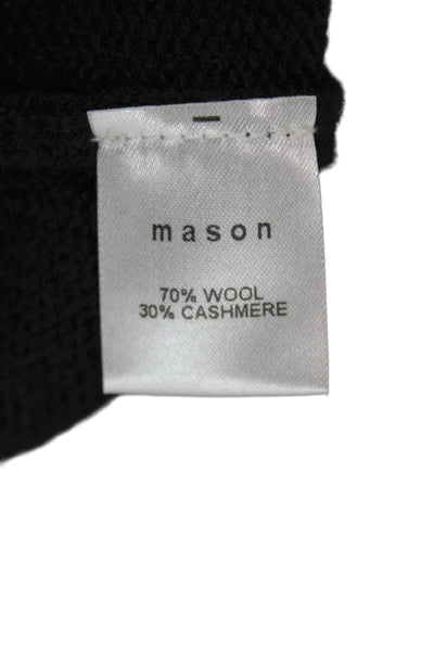 Mason Women Pullover Black 70% Wool Scoop Neck Long Sleeve Solid Size S