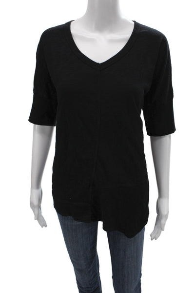 Wilt Women T-Shirt Pajama Top Black V-Neck Cotton Short Sleeve Size M