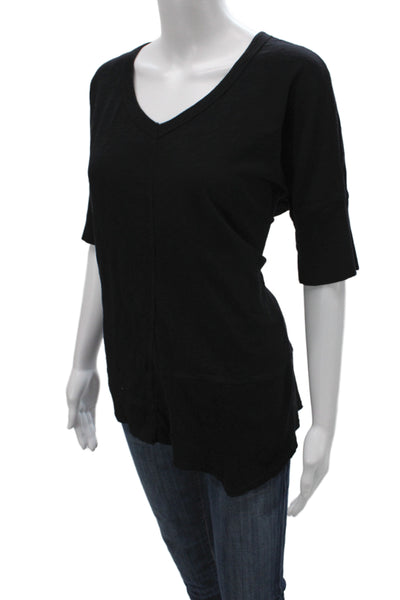 Wilt Women T-Shirt Pajama Top Black V-Neck Cotton Short Sleeve Size M