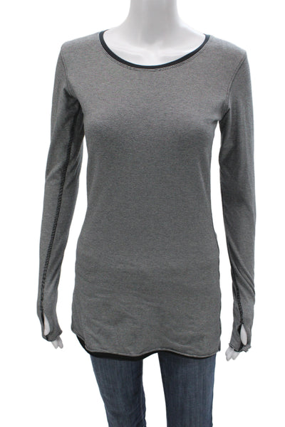 Lululemon Unisex Adults Basic Black Cotton Long Sleeve T Shirt Size 4
