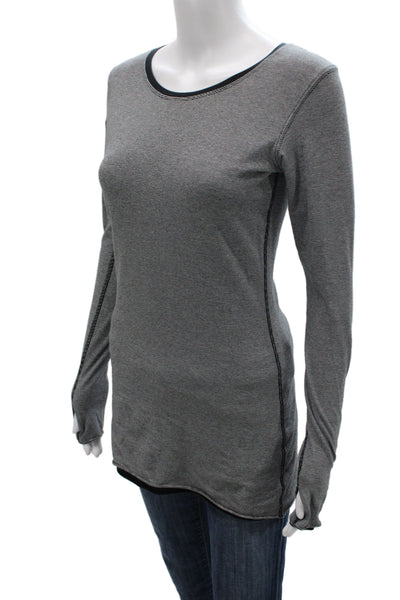 Lululemon Unisex Adults Basic Black Cotton Long Sleeve T Shirt Size 4